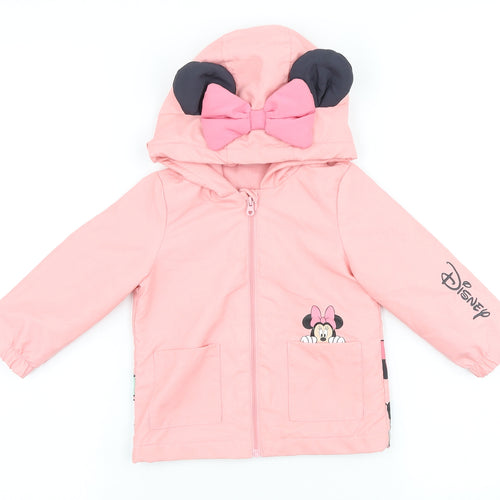 Disney Baby Girls Pink Rain Coat Coat Size 9-12 Months - Mickey Mouse