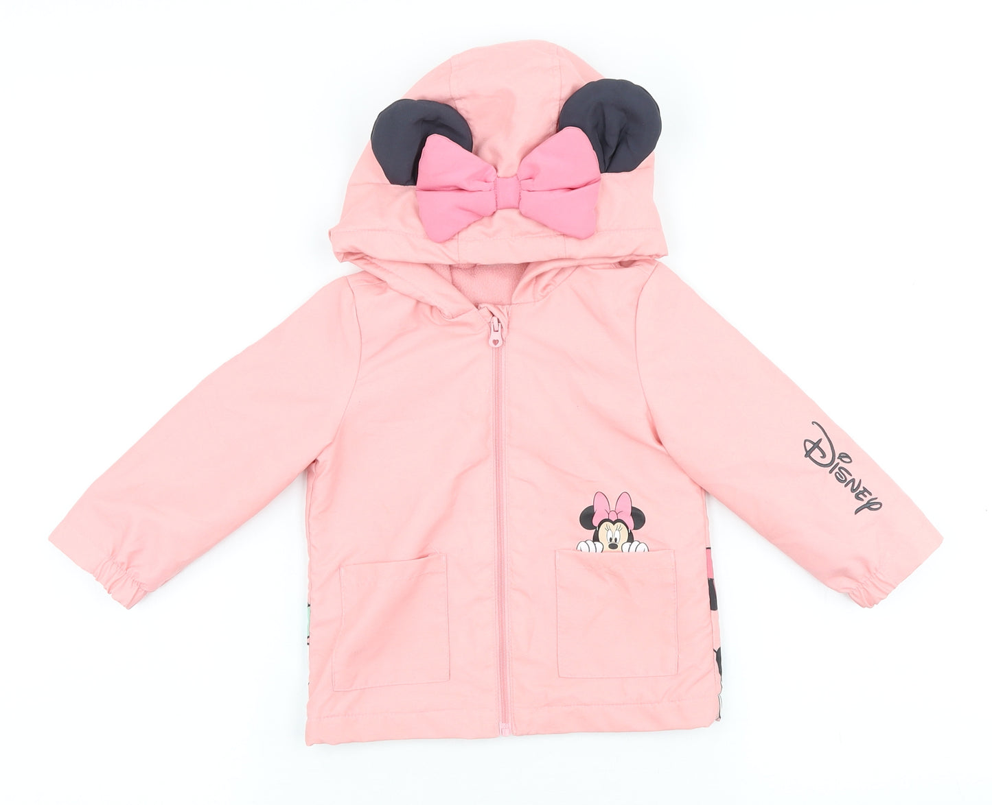 Disney Baby Girls Pink Rain Coat Coat Size 9-12 Months - Mickey Mouse