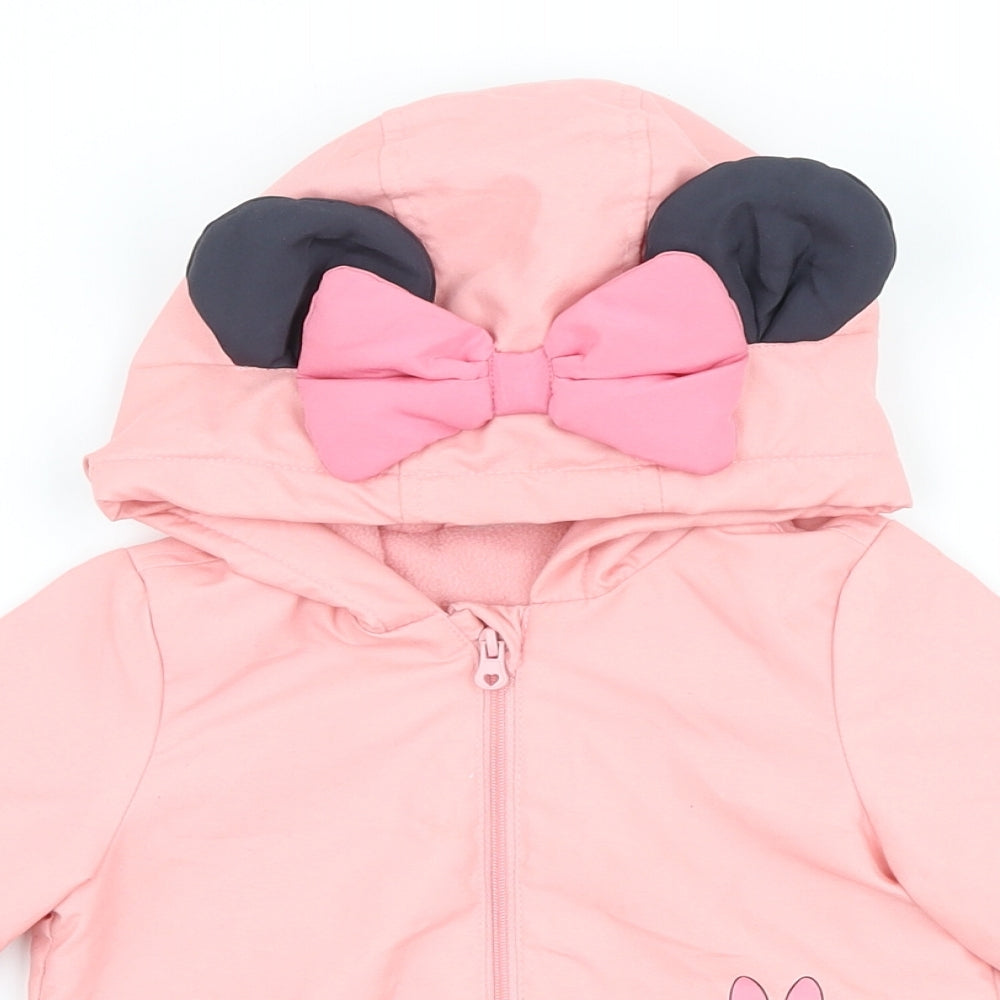 Disney Baby Girls Pink Rain Coat Coat Size 9-12 Months - Mickey Mouse