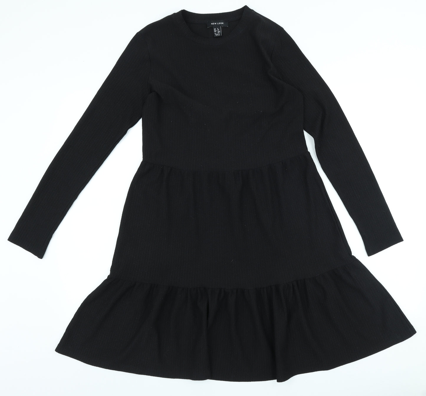New Look Womens Black Polyester A-Line Size 8 Round Neck