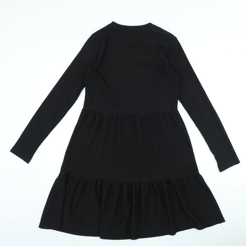 New Look Womens Black Polyester A-Line Size 8 Round Neck
