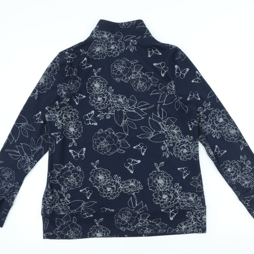 Bm casual Womens Blue High Neck Floral Polyester Pullover Jumper Size S