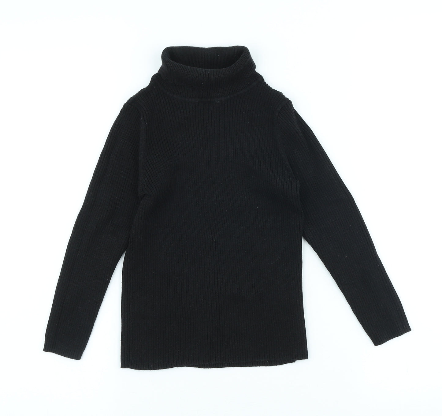 George Girls Black Cotton Basic Casual Size 6-7 Years Roll Neck