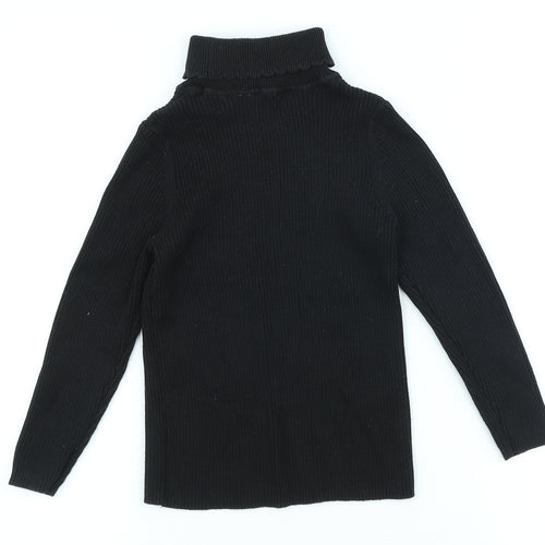 George Girls Black Cotton Basic Casual Size 6-7 Years Roll Neck