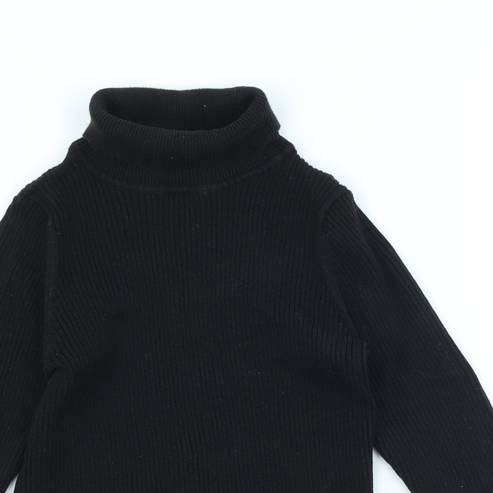 George Girls Black Cotton Basic Casual Size 6-7 Years Roll Neck