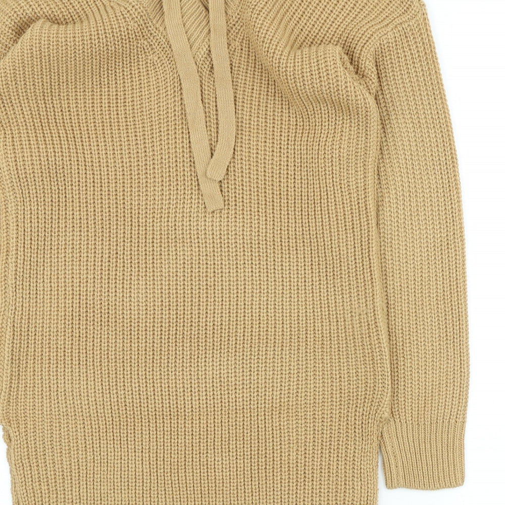 Dorothy Perkins Womens Beige V-Neck Acrylic Pullover Jumper Size XS