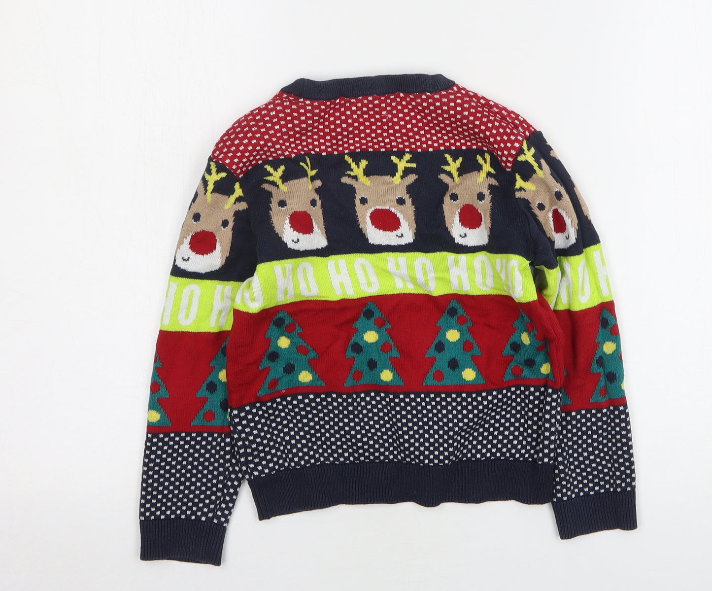 F&F Boys Multicoloured Round Neck Polka Dot Cotton Pullover Jumper Size 5-6 Years - Christmas