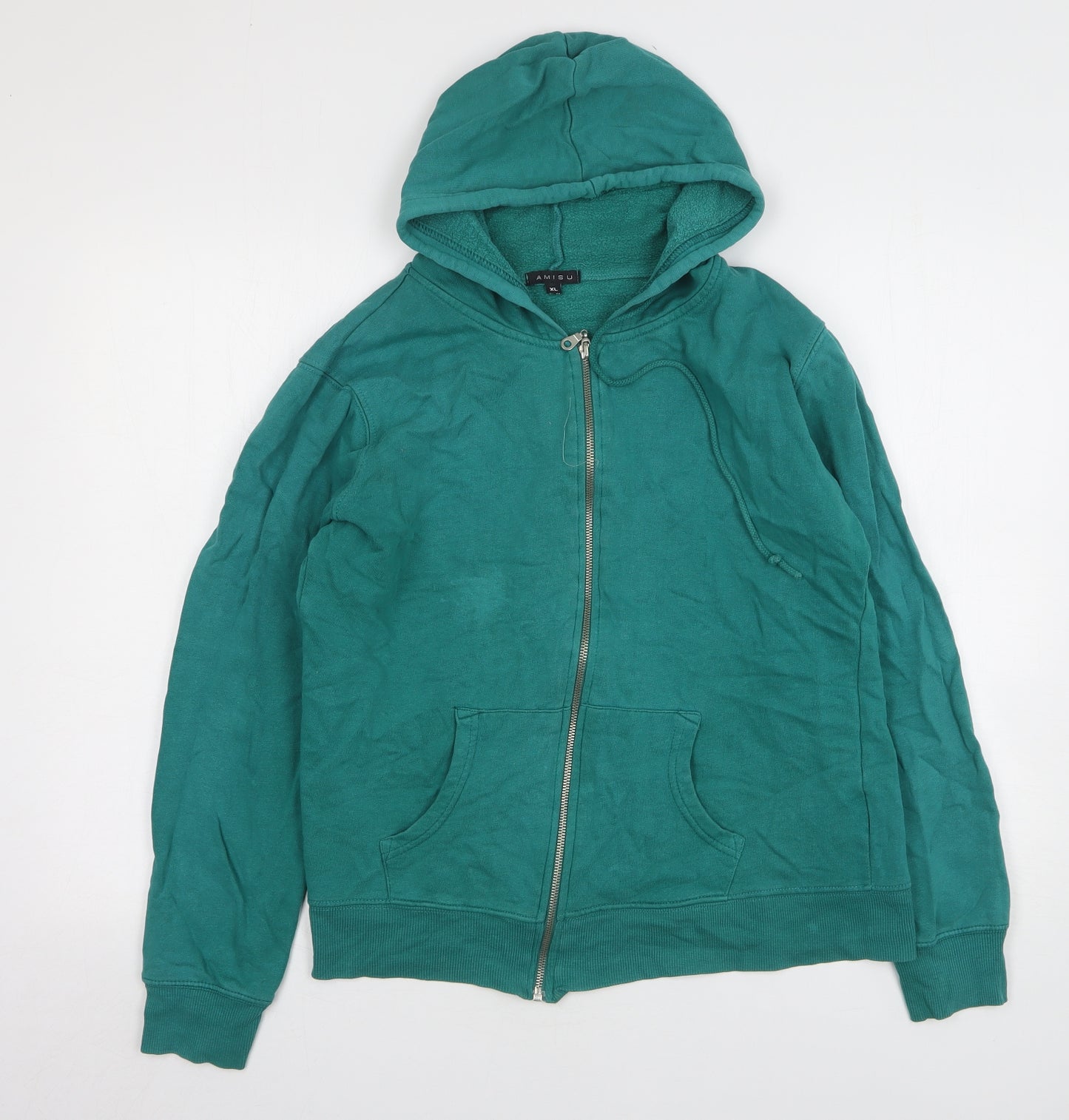 Amisu Womens Green Cotton Full Zip Hoodie Size XL