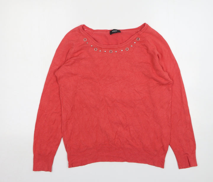 Klass Womens Pink Round Neck Viscose Pullover Jumper Size L