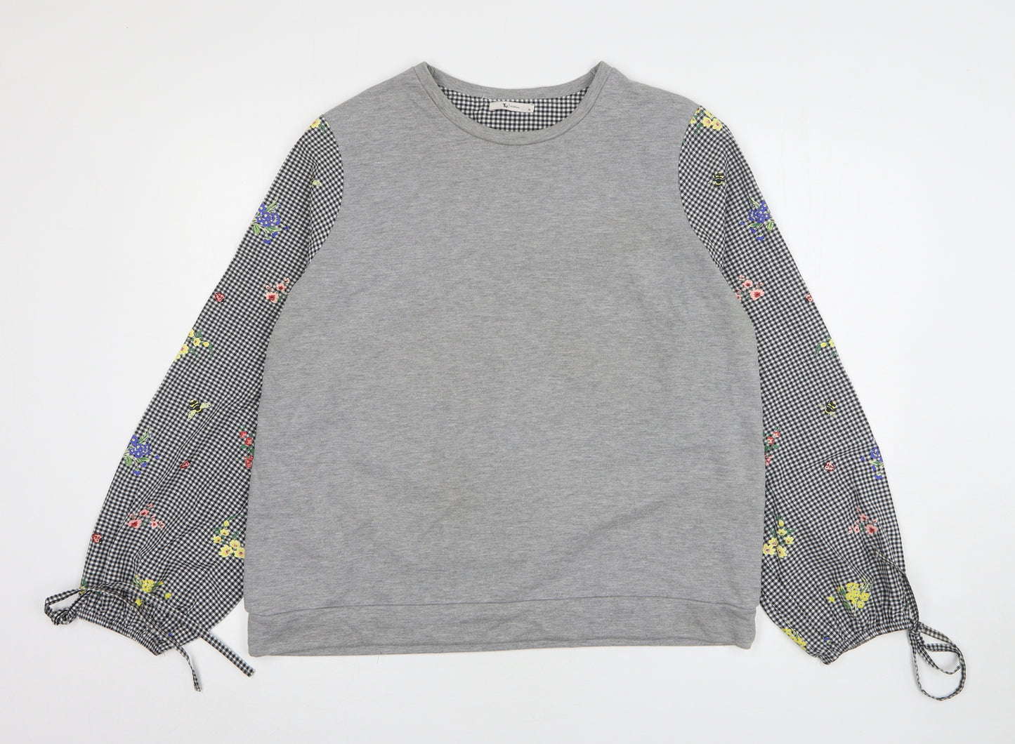 TU Womens Grey Check Cotton Pullover Sweatshirt Size 16
