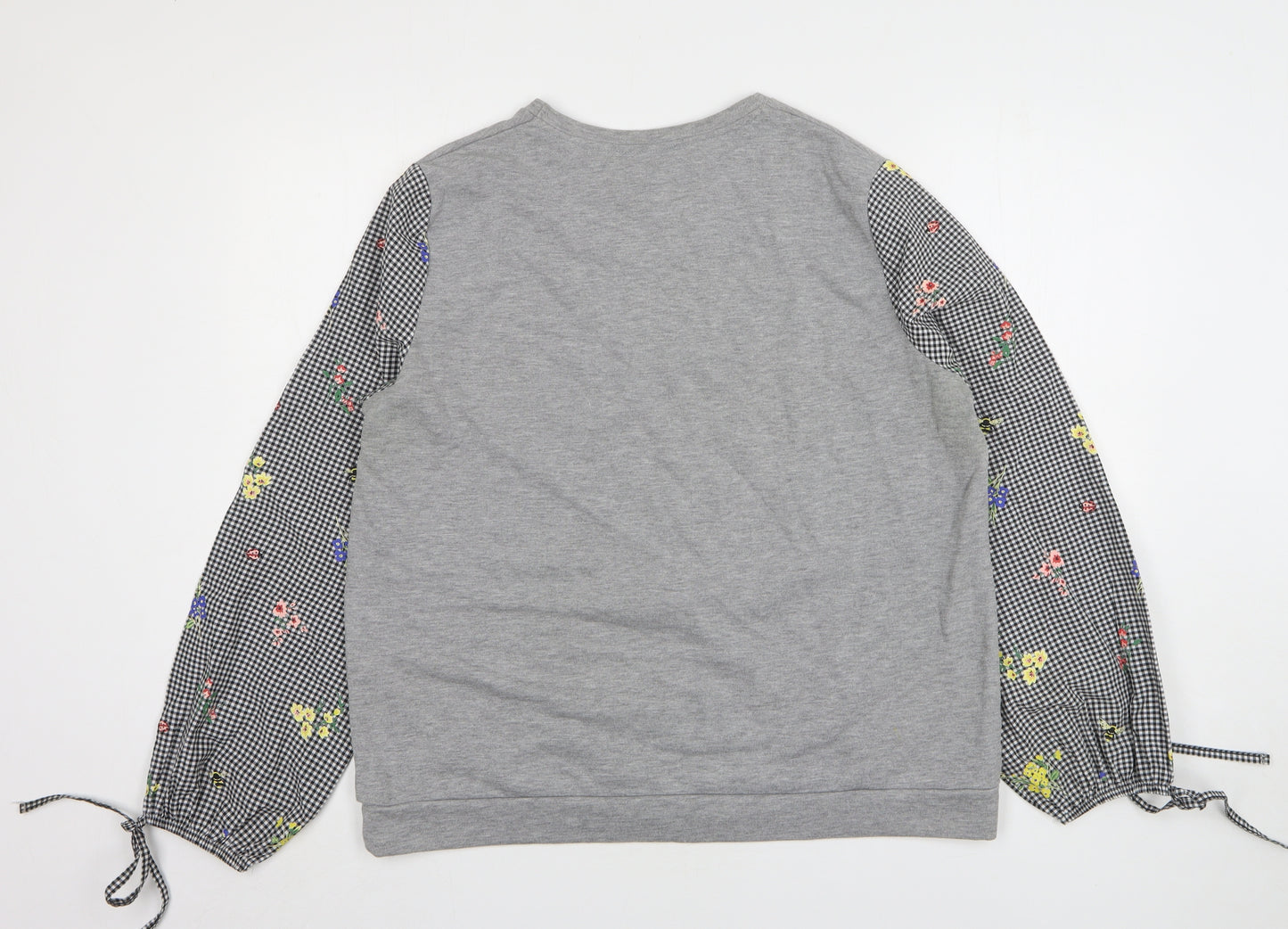 TU Womens Grey Check Cotton Pullover Sweatshirt Size 16