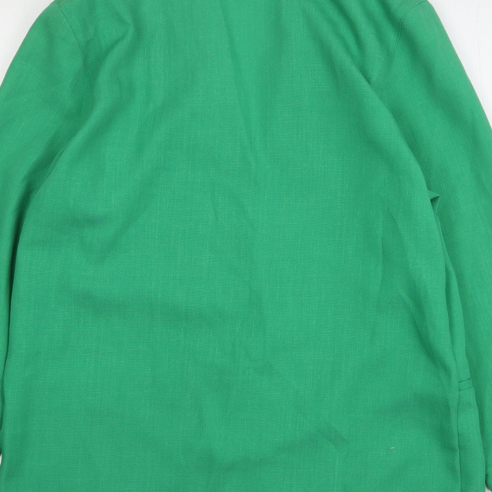StMichael Womens Green Polyester Jacket Blazer Size 14