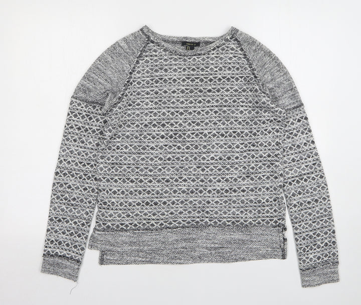 FOREVER 21 Womens Grey Round Neck Geometric Polyester Pullover Jumper Size M