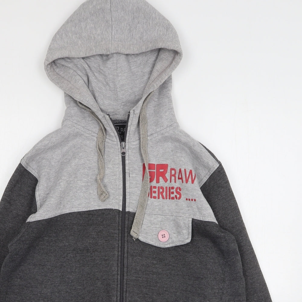 GR. Raw Womens Grey Cotton Full Zip Hoodie Size S