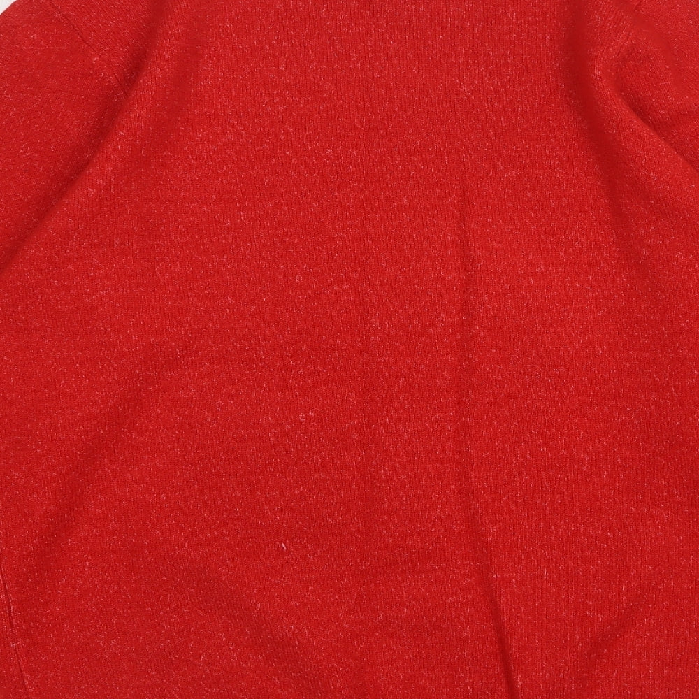 F&F Womens Red Round Neck Polyester Pullover Jumper Size 16 - Christmas
