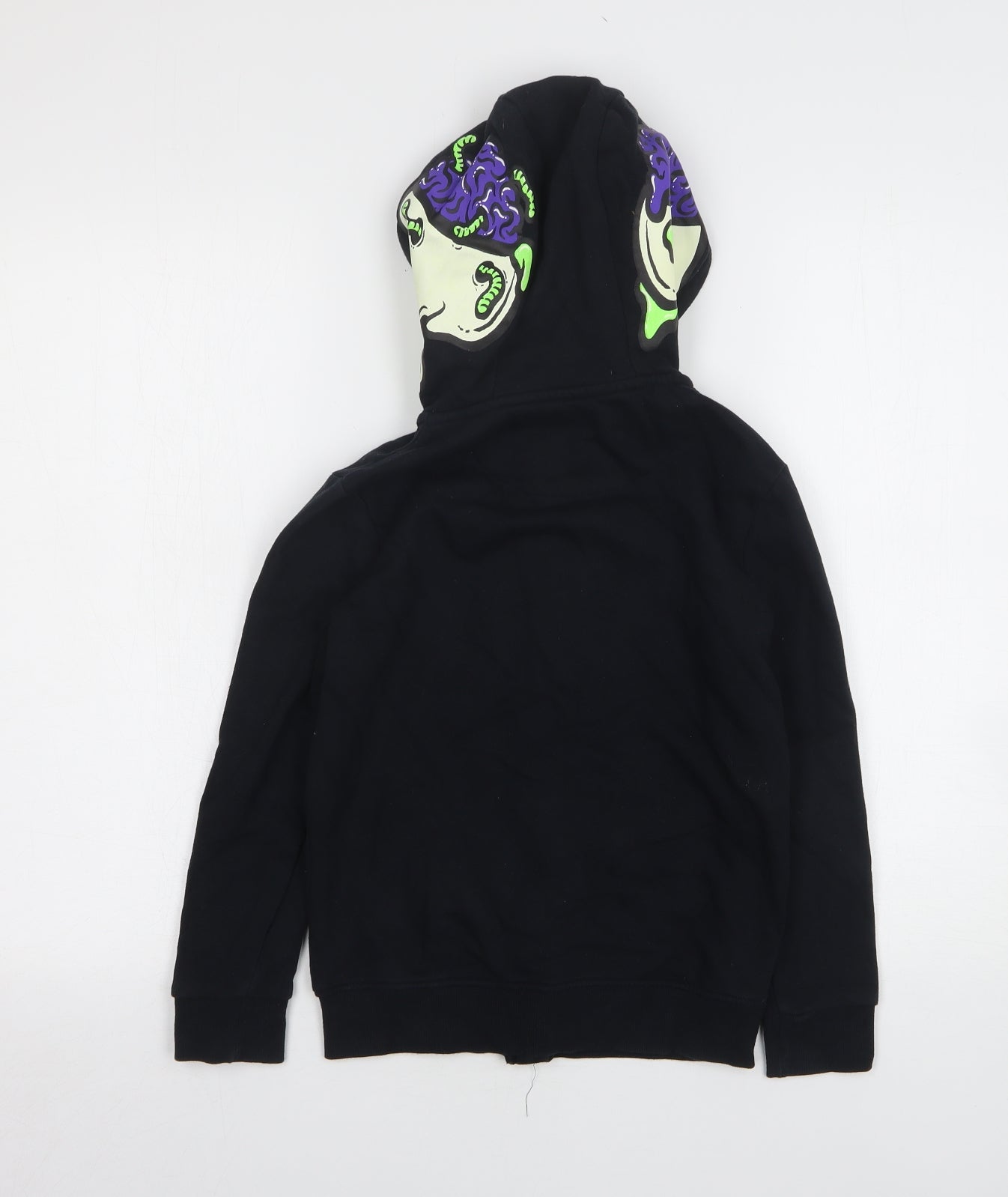 F&F Boys Black Cotton Full Zip Hoodie Size 7-8 Years - Halloween