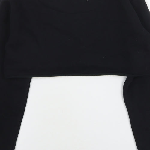 Lounge Womens Black Cotton Pullover Sweatshirt Size M - Cropped