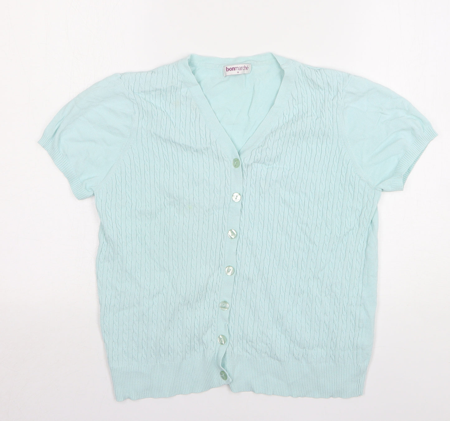 Bonmarché Womens Green V-Neck Viscose Cardigan Jumper Size M