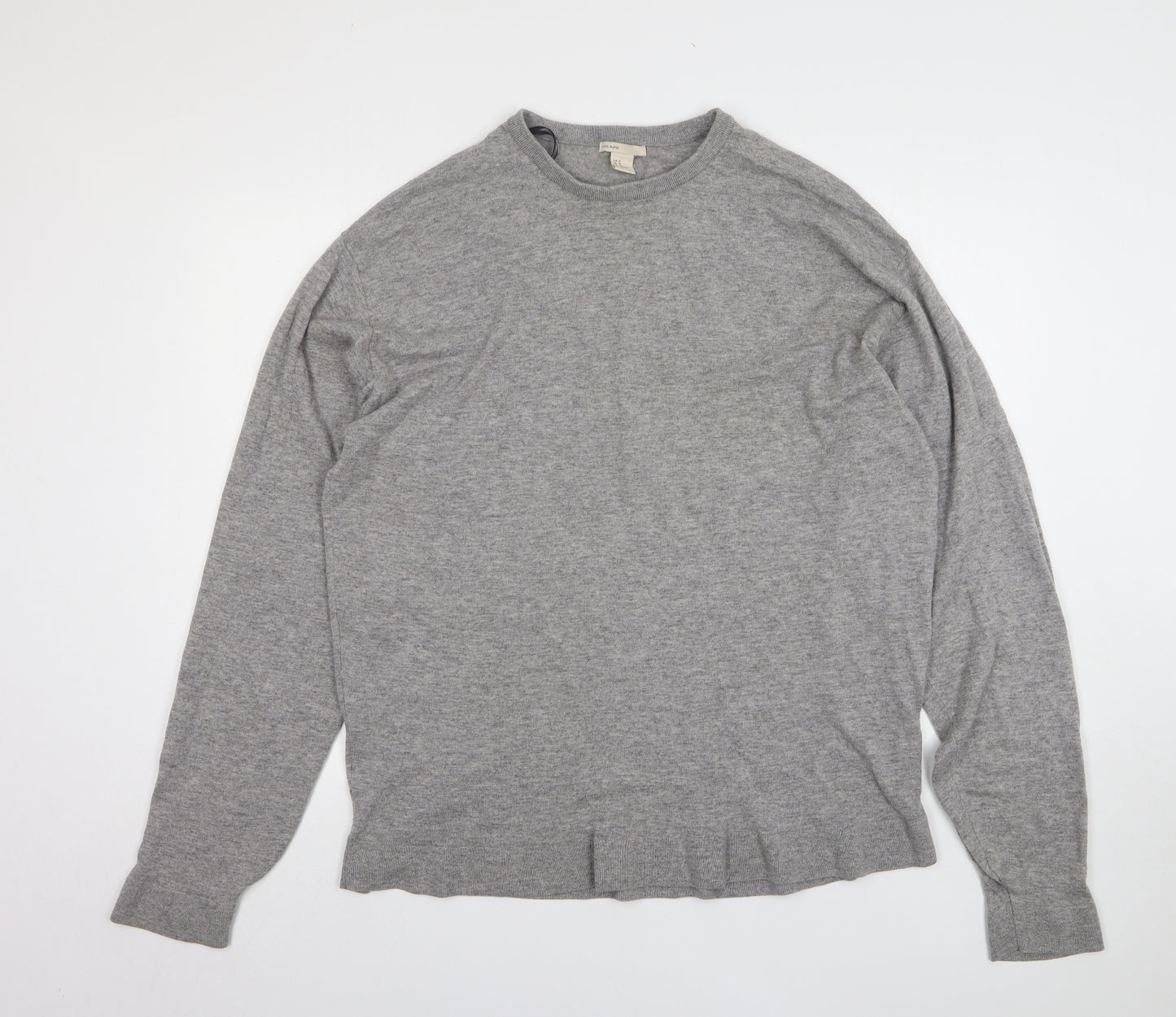 H&M Womens Grey Round Neck Wool Pullover Jumper Size M