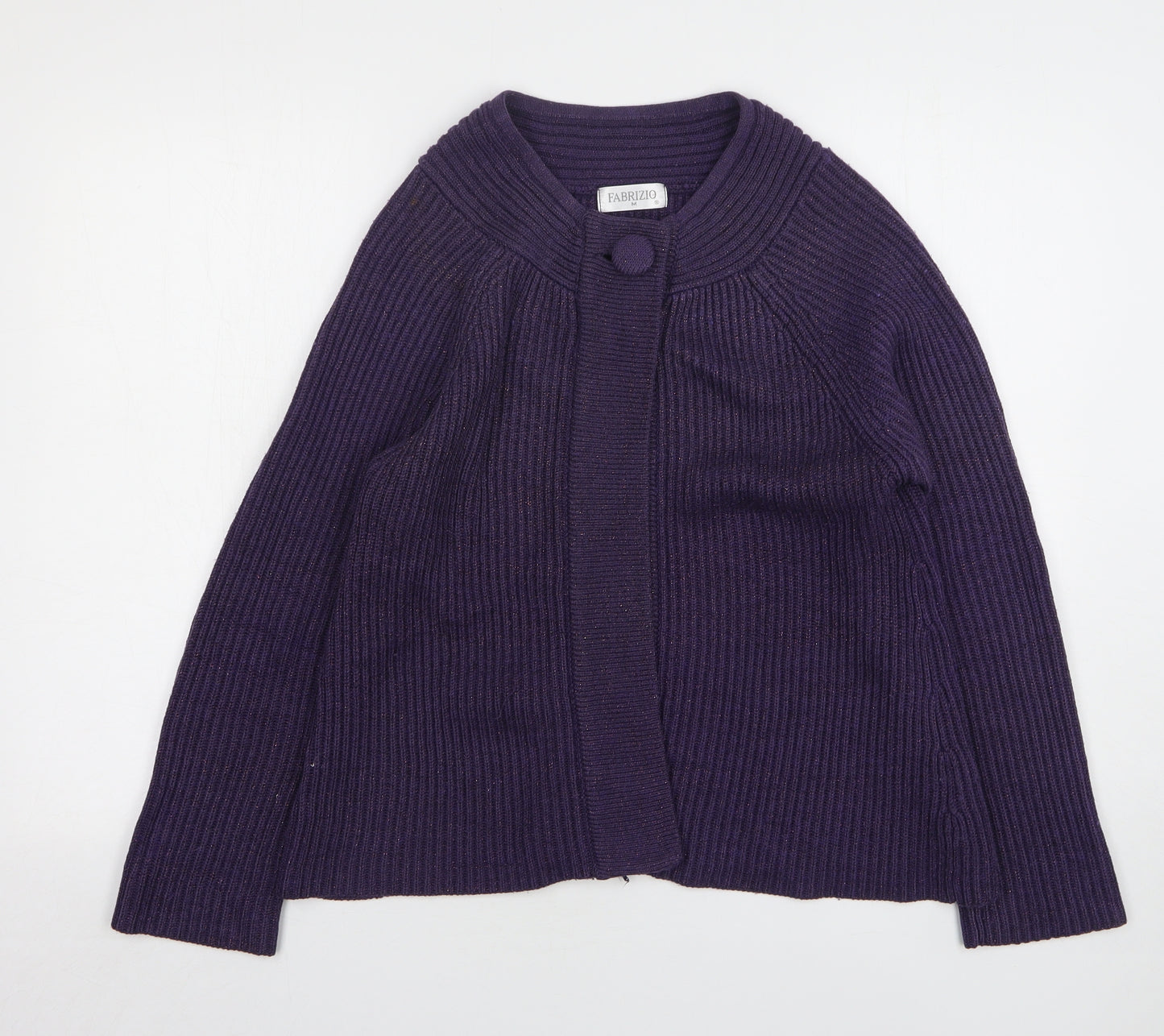 Fabrizio Womens Purple Round Neck Acrylic Cardigan Jumper Size M