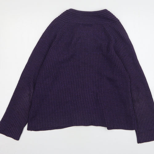 Fabrizio Womens Purple Round Neck Acrylic Cardigan Jumper Size M