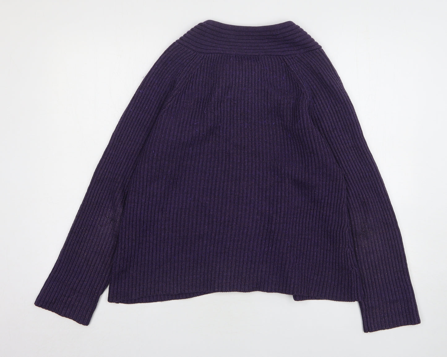 Fabrizio Womens Purple Round Neck Acrylic Cardigan Jumper Size M