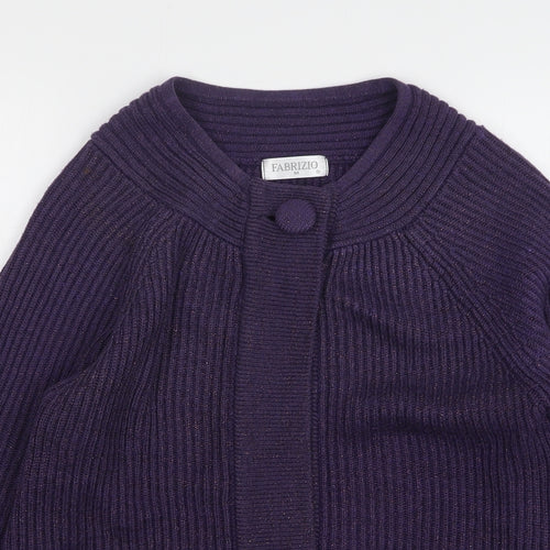 Fabrizio Womens Purple Round Neck Acrylic Cardigan Jumper Size M
