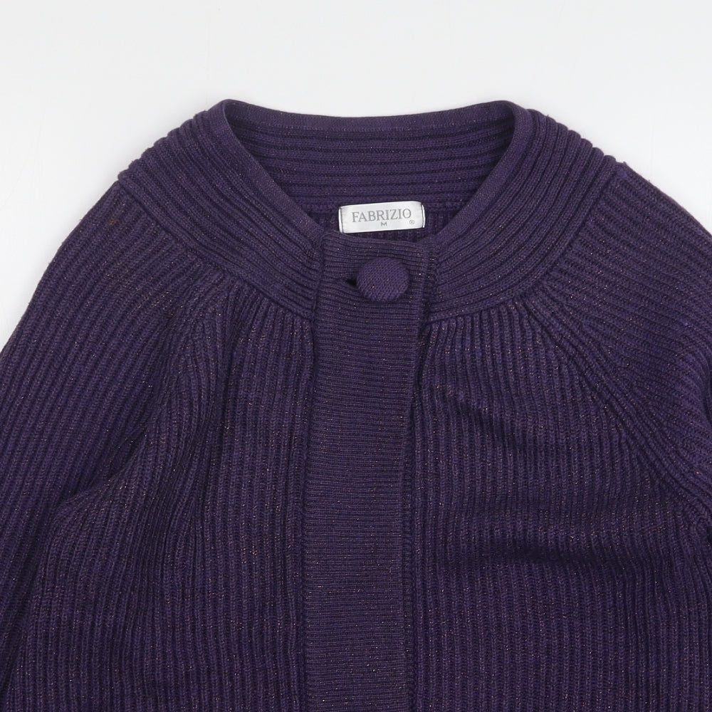 Fabrizio Womens Purple Round Neck Acrylic Cardigan Jumper Size M