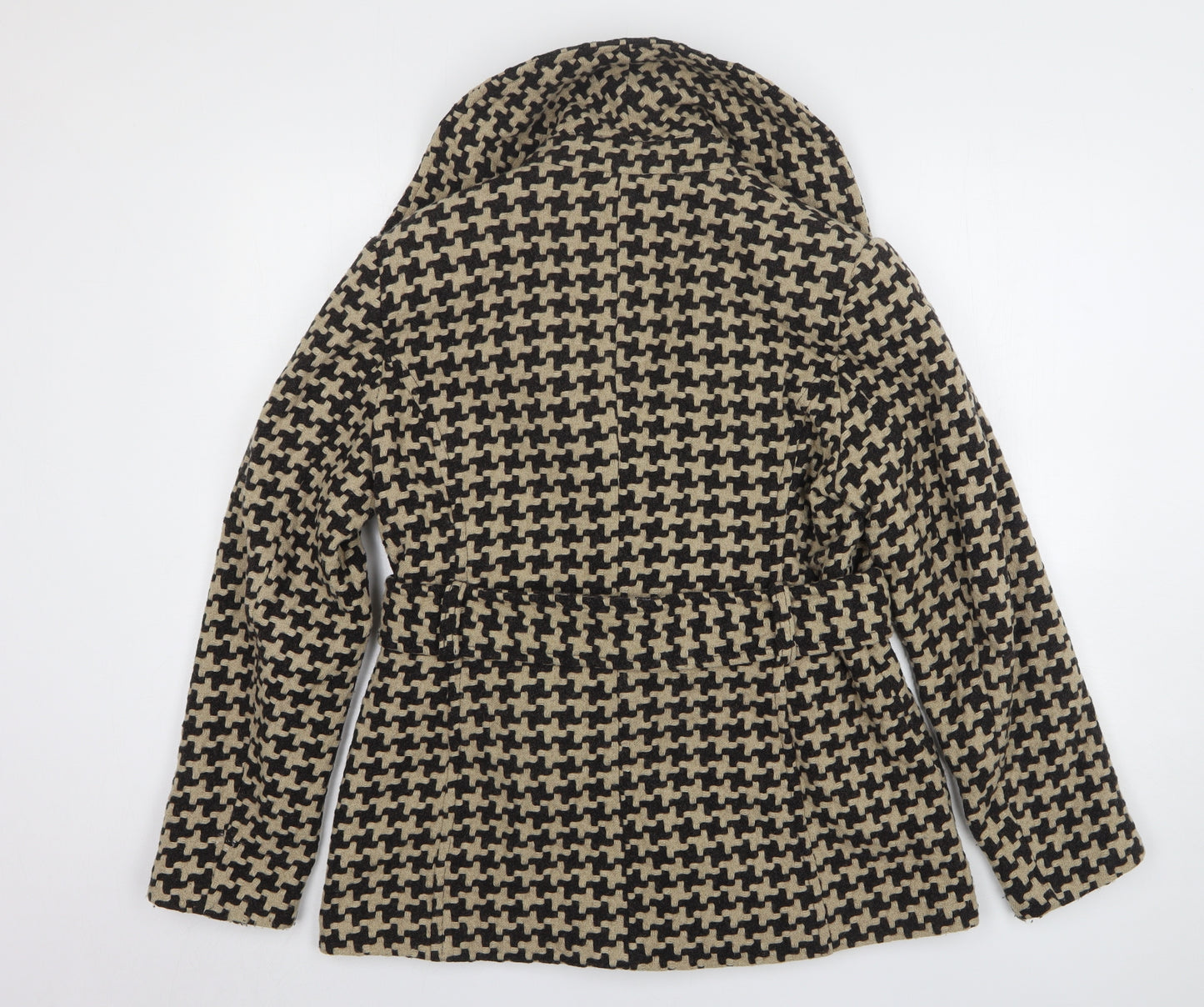 Marks and Spencer Womens Beige Houndstooth Pea Coat Coat Size 16