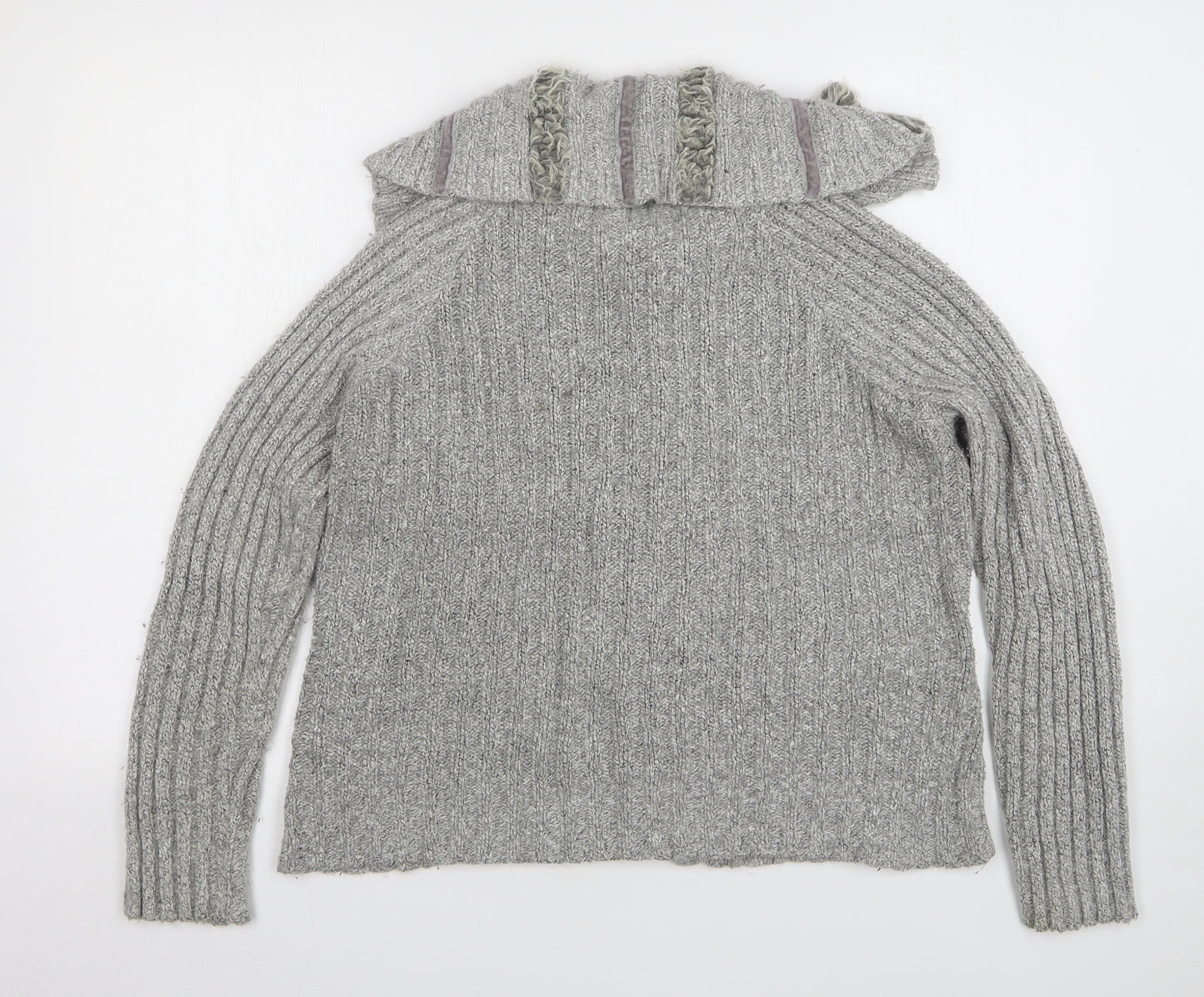 Per Una Womens Grey Collared Polyester Cardigan Jumper Size S