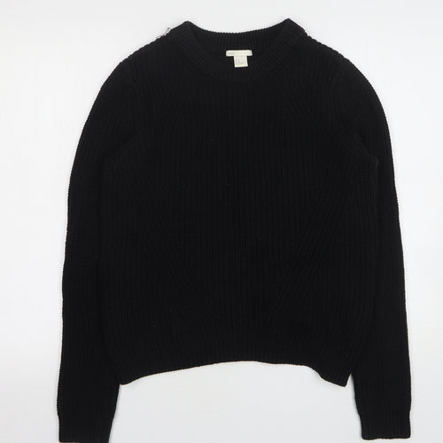 H&M Womens Black Round Neck Acrylic Pullover Jumper Size M