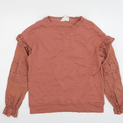 NEXT Womens Pink Round Neck Cotton Pullover Jumper Size S
