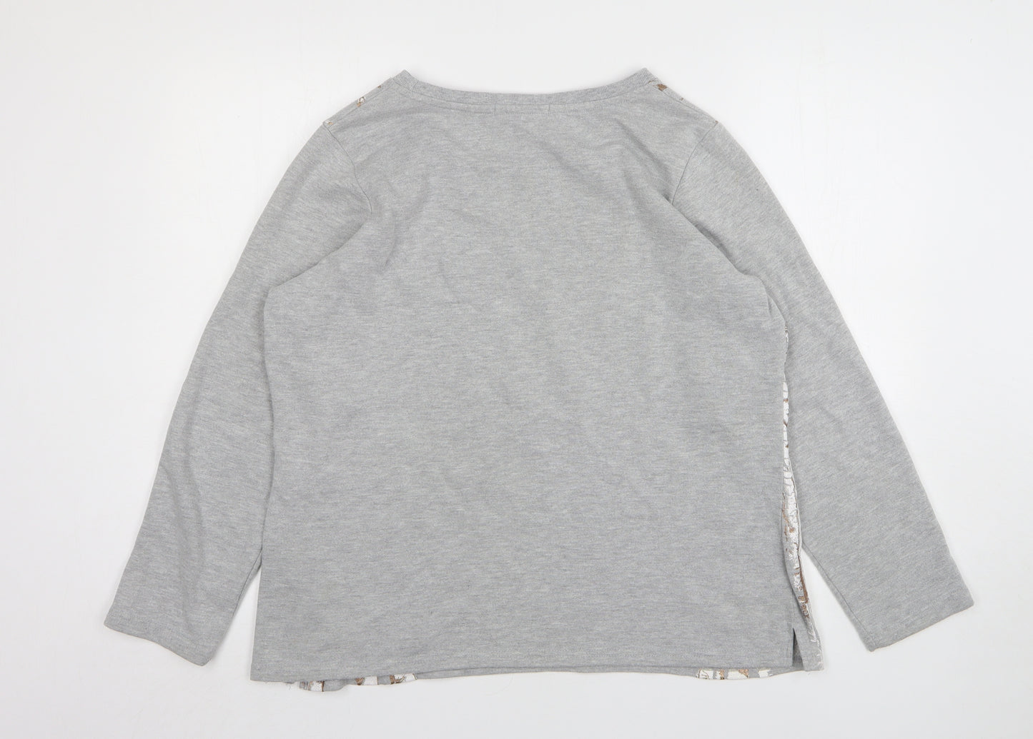 George Womens Grey Geometric Cotton Pullover Sweatshirt Size 16