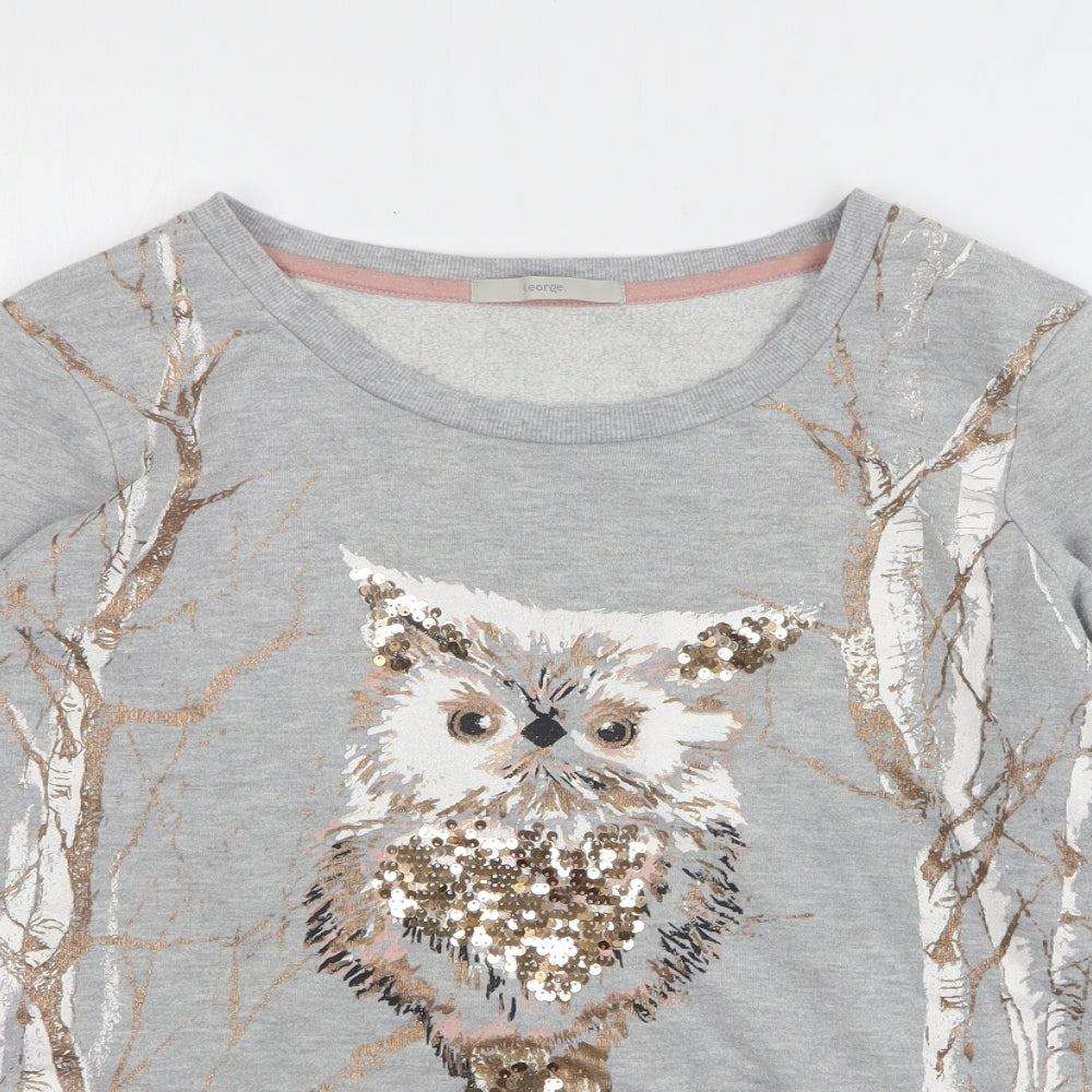 George Womens Grey Geometric Cotton Pullover Sweatshirt Size 16