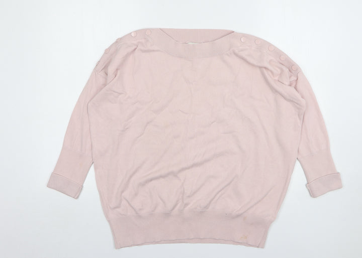 Monsoon Womens Pink Round Neck Viscose Pullover Jumper Size L
