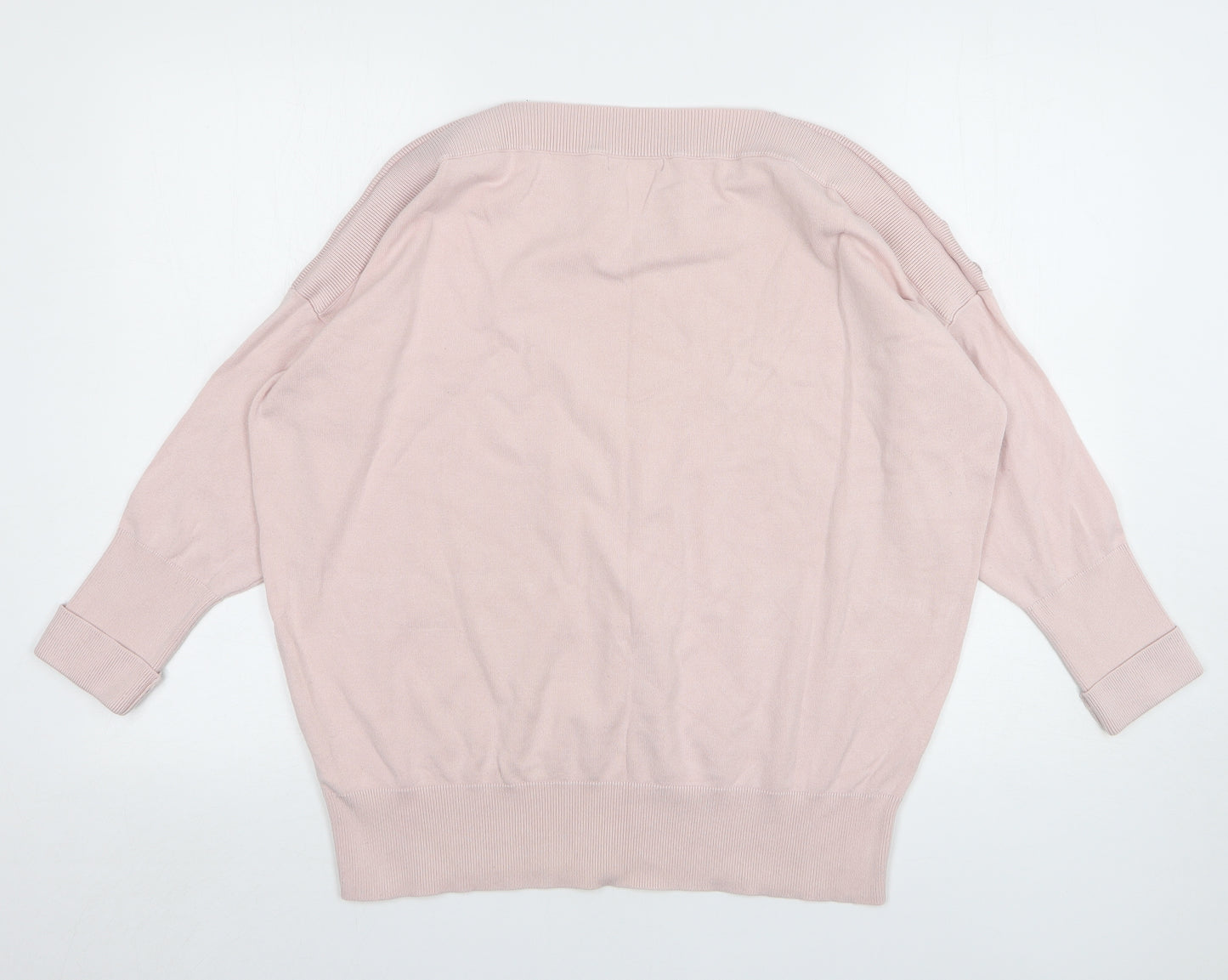 Monsoon Womens Pink Round Neck Viscose Pullover Jumper Size L