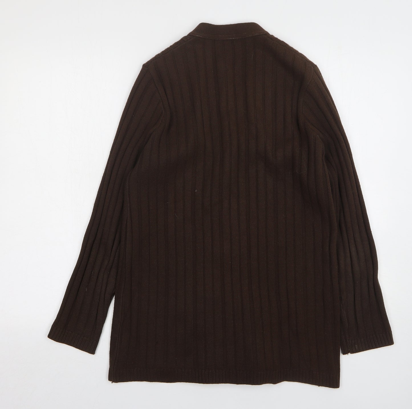 StMichael Womens Brown V-Neck Polyester Cardigan Jumper Size 14