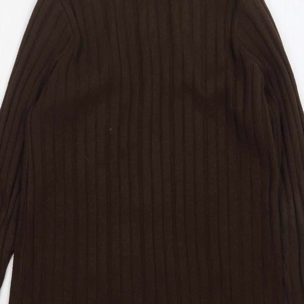StMichael Womens Brown V-Neck Polyester Cardigan Jumper Size 14