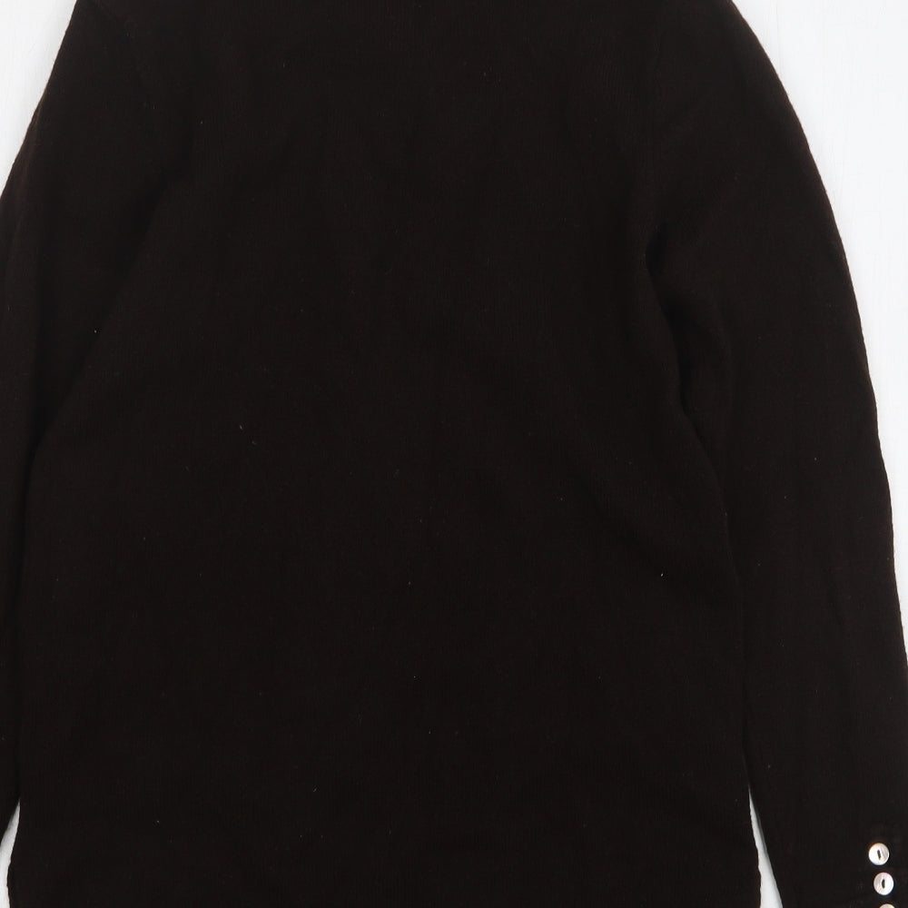 Woolovers Womens Brown Collared Wool Cardigan Jumper Size S