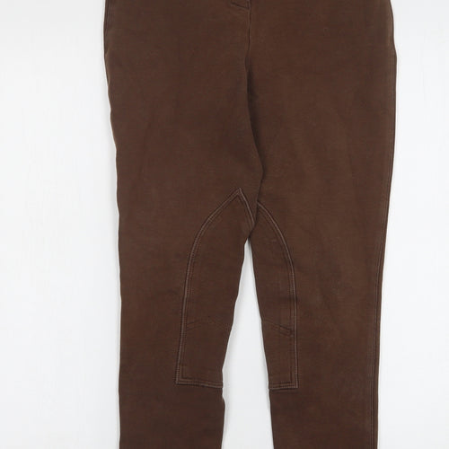 Eileen Douglas Womens Brown Cotton Trousers Size 26 L27 in Regular