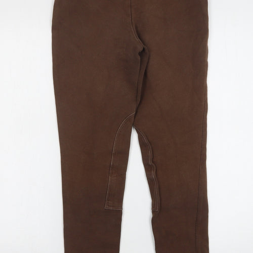 Eileen Douglas Womens Brown Cotton Trousers Size 26 L27 in Regular
