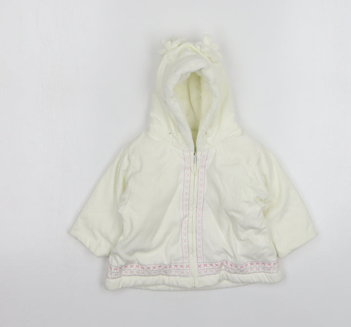 Mothercare Girls White Jacket Size 0-3 Months