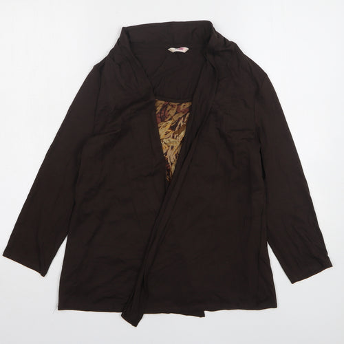 Marks and Spencer Womens Brown Round Neck Viscose Cardigan Jumper Size 12