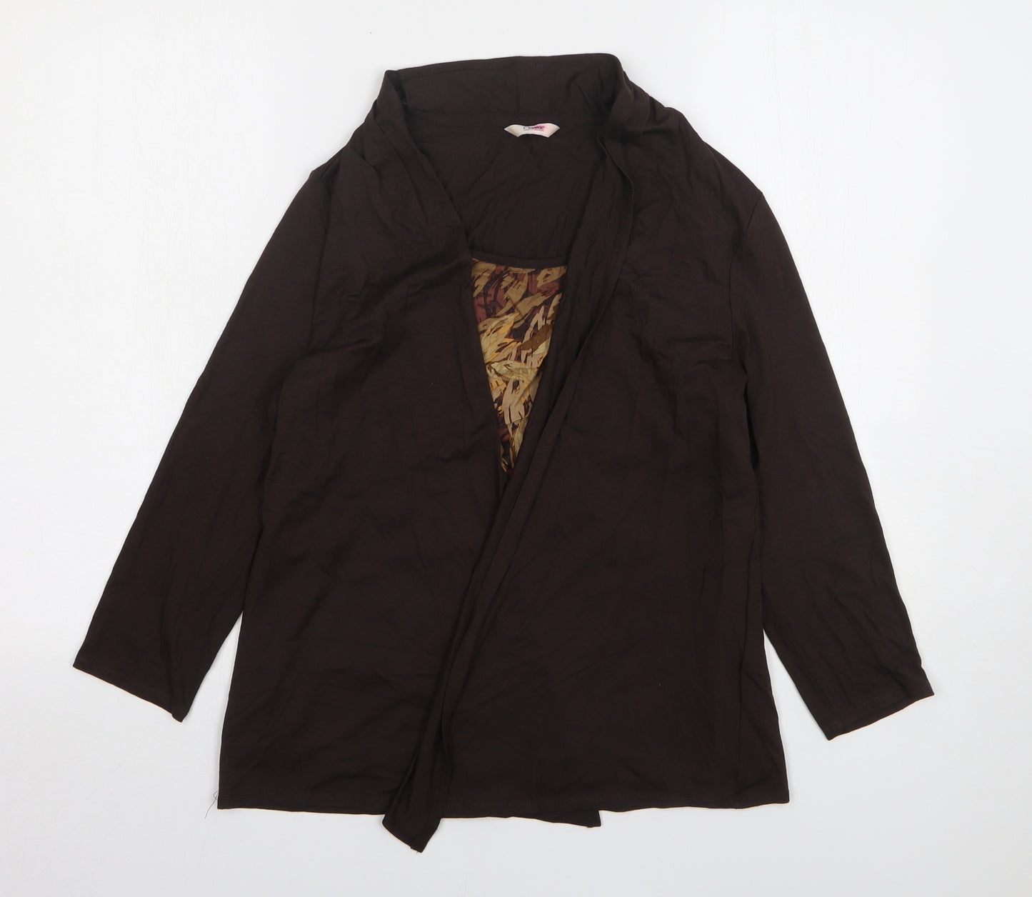 Marks and Spencer Womens Brown Round Neck Viscose Cardigan Jumper Size 12