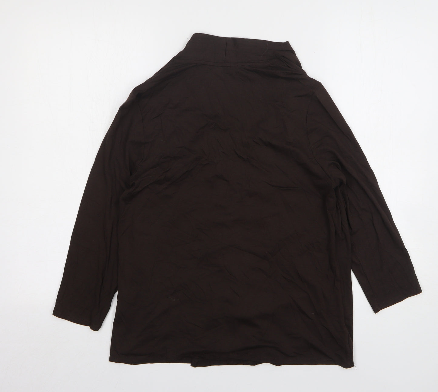 Marks and Spencer Womens Brown Round Neck Viscose Cardigan Jumper Size 12