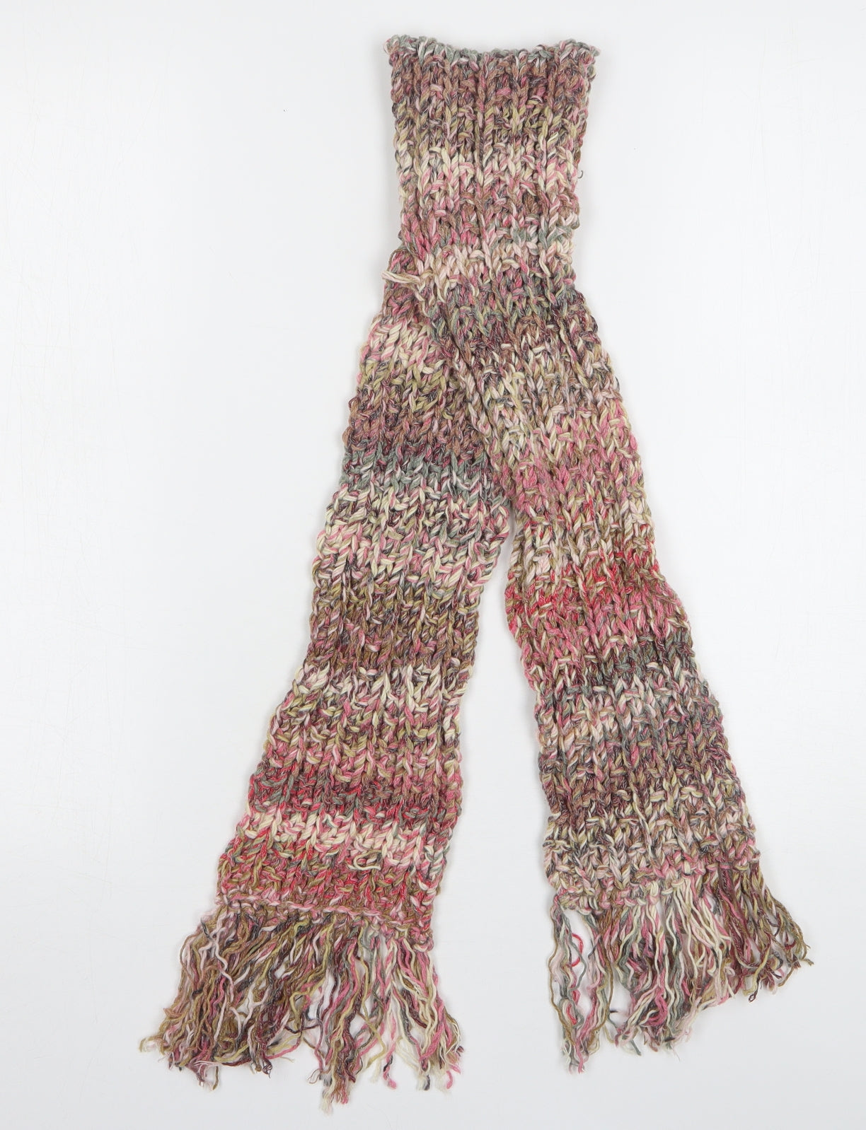 Preworn Womens Multicoloured Striped Polyester Scarf