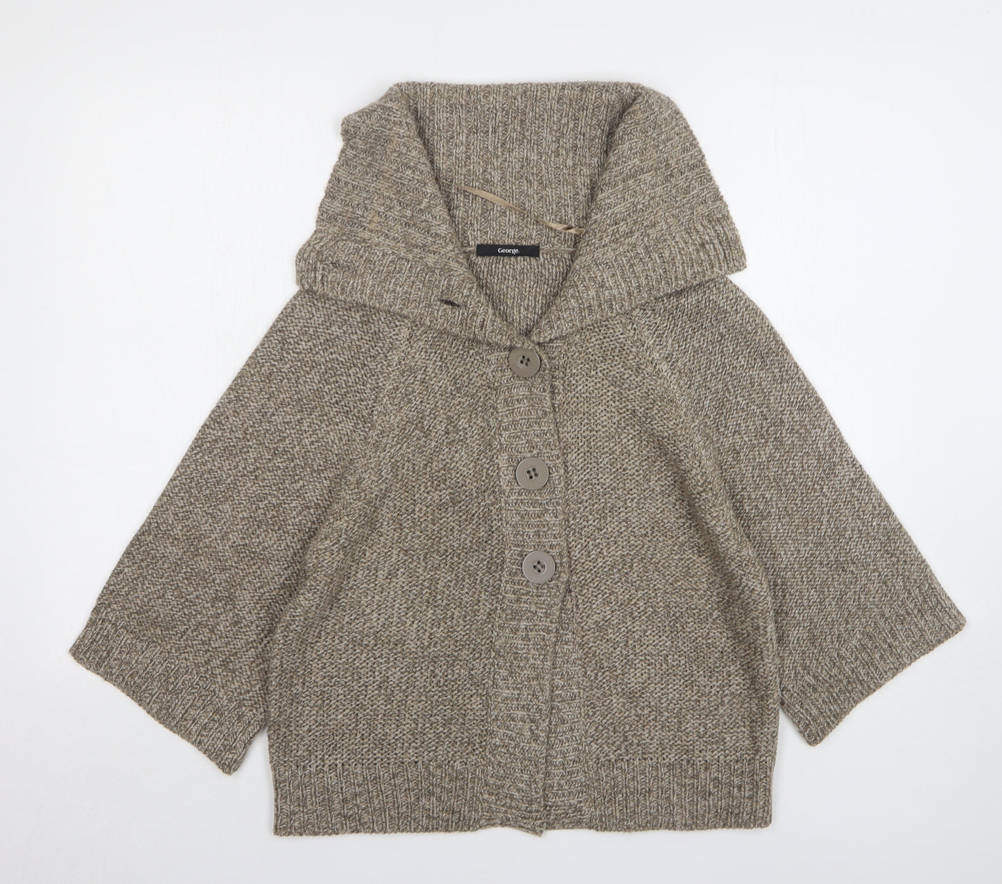 George Womens Brown Collared Acrylic Cardigan Jumper Size 16