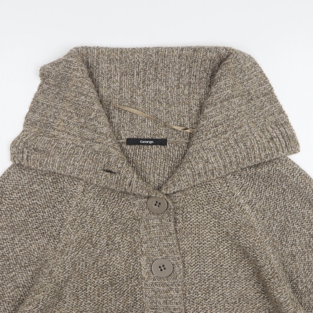 George Womens Brown Collared Acrylic Cardigan Jumper Size 16