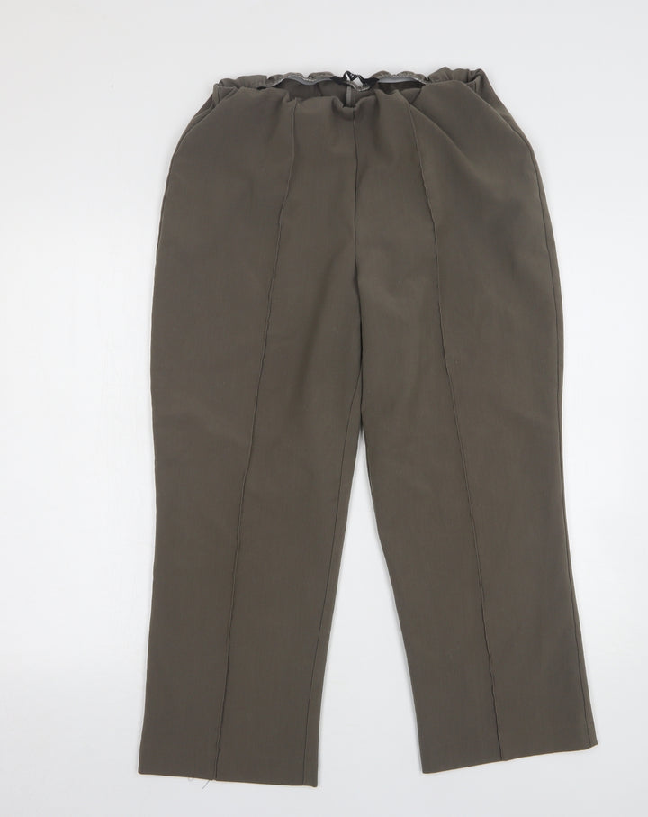 Mia Moda Womens Green Polyester Trousers Size 14 L26 in Regular