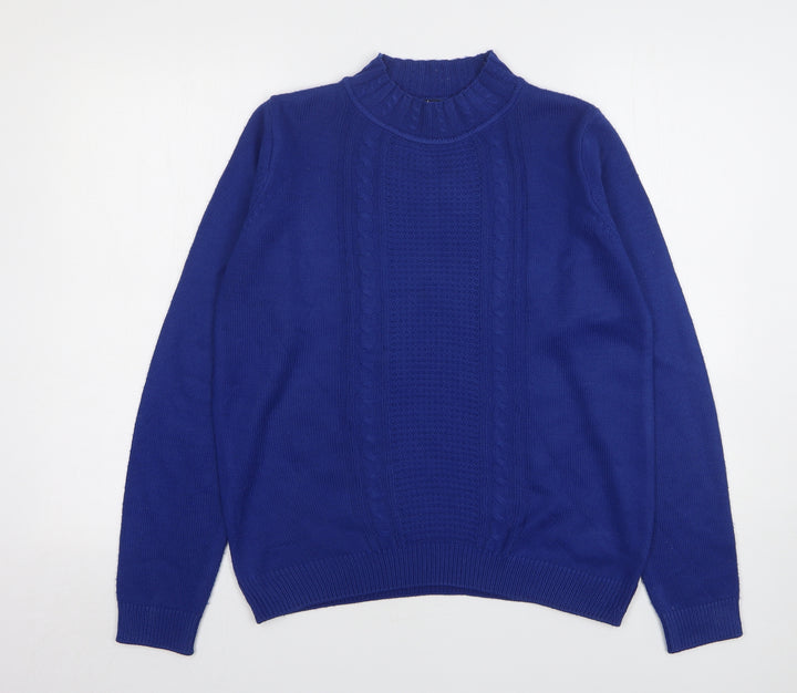 EWM Womens Blue High Neck Acrylic Pullover Jumper Size 10